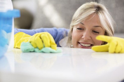 Technician reviewing cleaning requirements before starting work